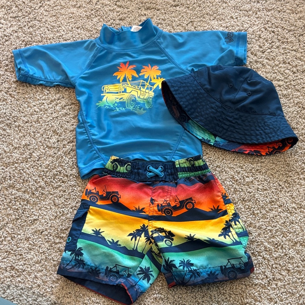 Skin Kids Swim Rashguard Set - Blue and Multicolor